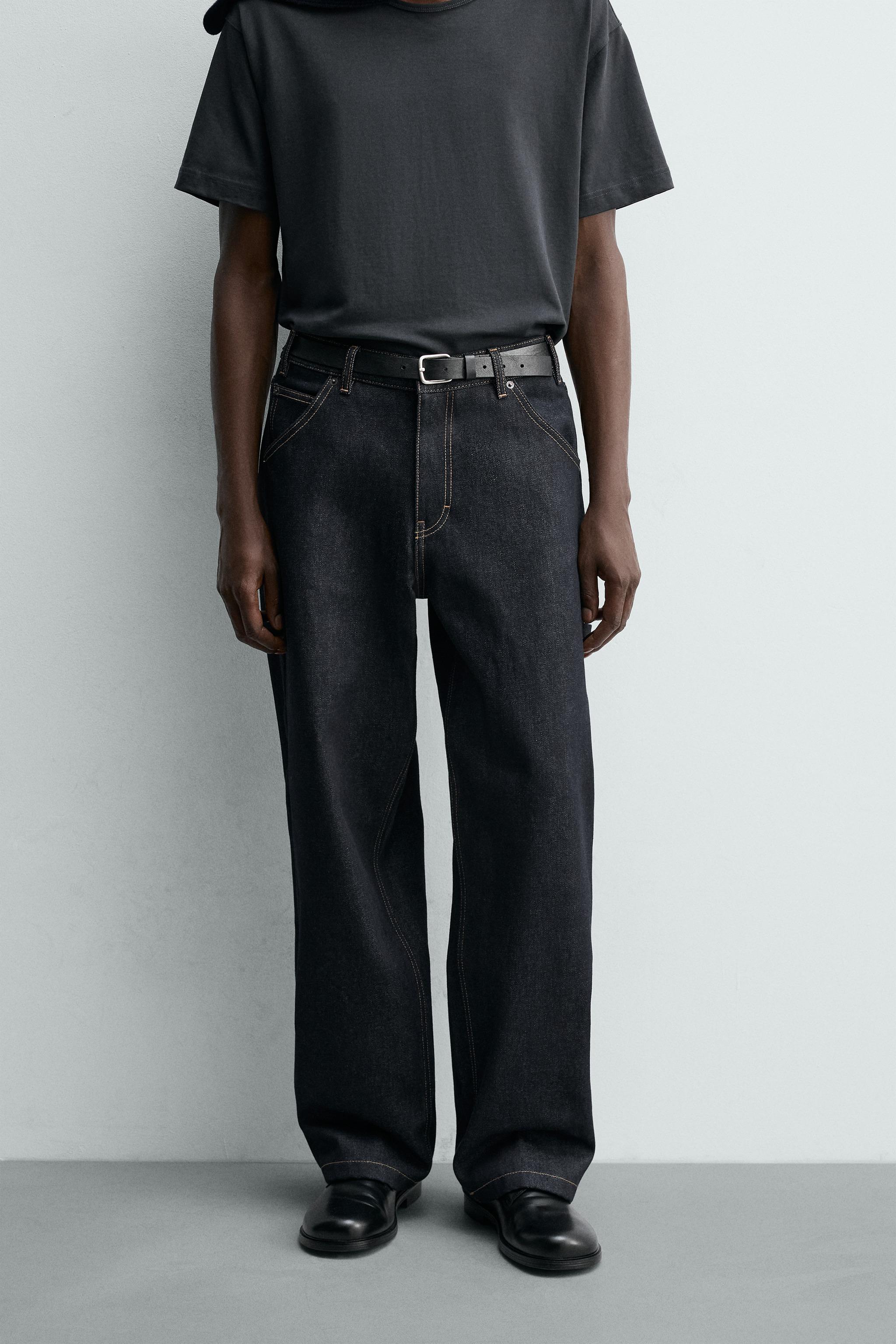 BAGGY FIT CARPENTER JEANS WITH TOPSTITCHING